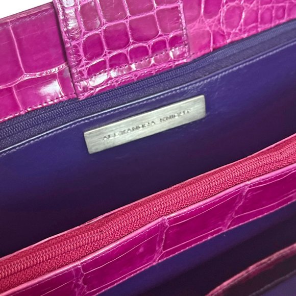 Alexandra Knight Magenta Glazed Alligator Georgia Tote Bag - Picture 7 of 8